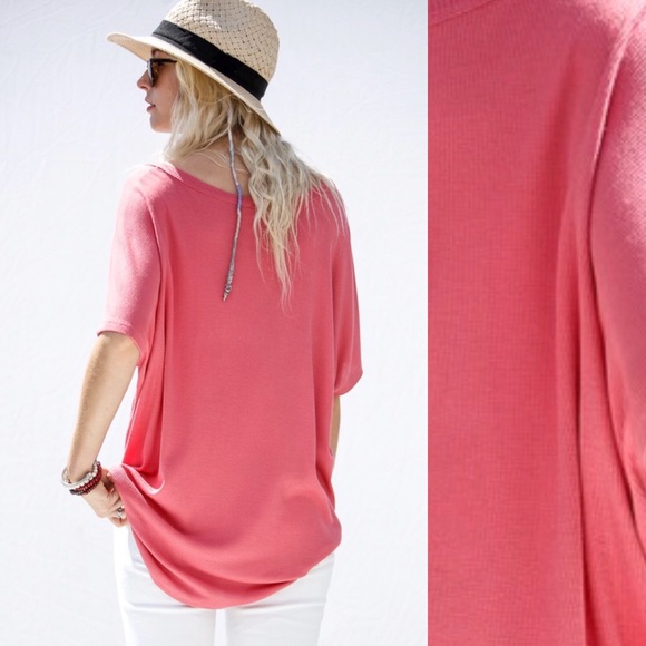 Waffle Knit Button Front Short Sleeve Top - Picture 3 of 5